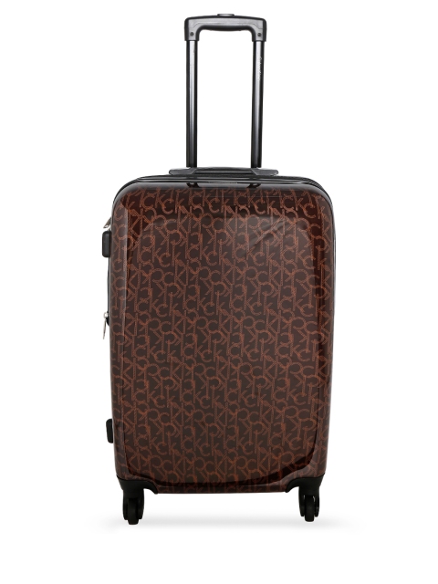 

Calvin Klein Monogram Brown Textured Hard-Sided Large Trolley Bag
