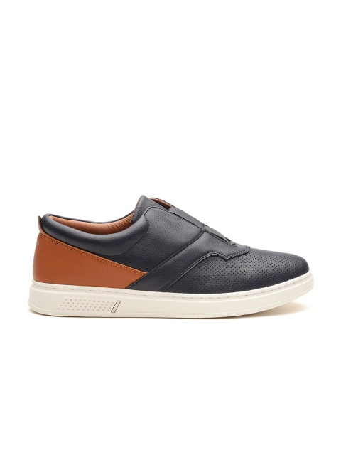 

Carlton London Men Navy Blue & Rust Orange Colourblocked Slip-On Sneakers