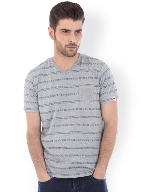 

Basics Grey Printed Muscle Fit T-shirt