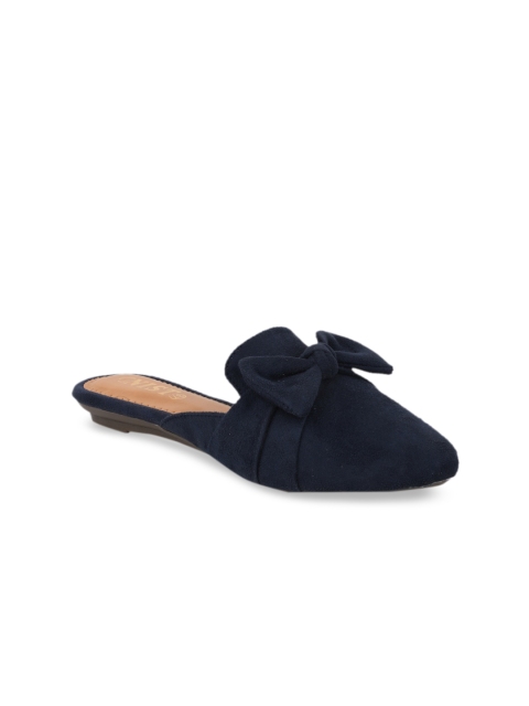 

GNIST Women Navy Blue Solid Suede Mules