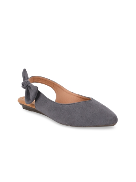 

GNIST Women Grey Solid Suede Ballerinas