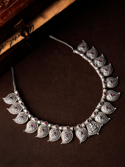 

Rubans Oxidised Silver-Toned HandCrafted Statement Necklace