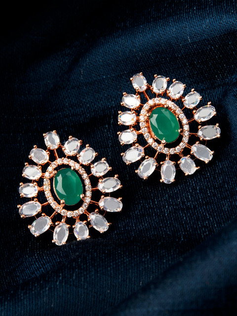 

Rubans White & Green Polki & Cubic Zirconia Studded Handcrafted Contemporary Studs