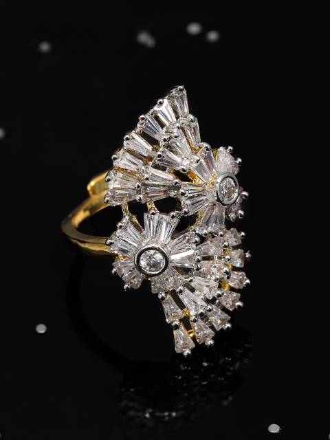 

Rubans Women Gold-Toned CZ Studded Statement Ring