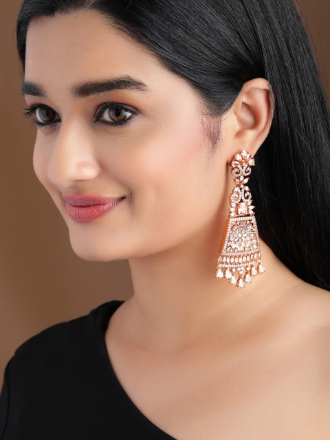 

Rubans Rose Gold & White Contemporary Drop Earrings