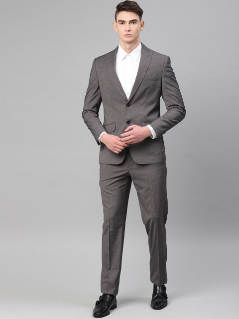 

Peter England Men Grey Checked Neo Slim Fit Formal Suit