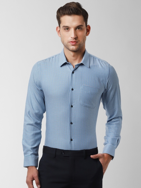 

Peter England Men Blue Slim Fit Checked Formal Shirt