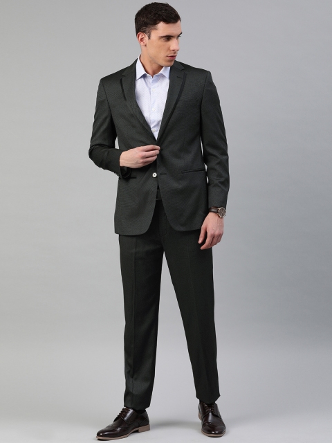

Peter England Men Black & White Self Design Tailored Fit Single Breasted Solid Formal Suit