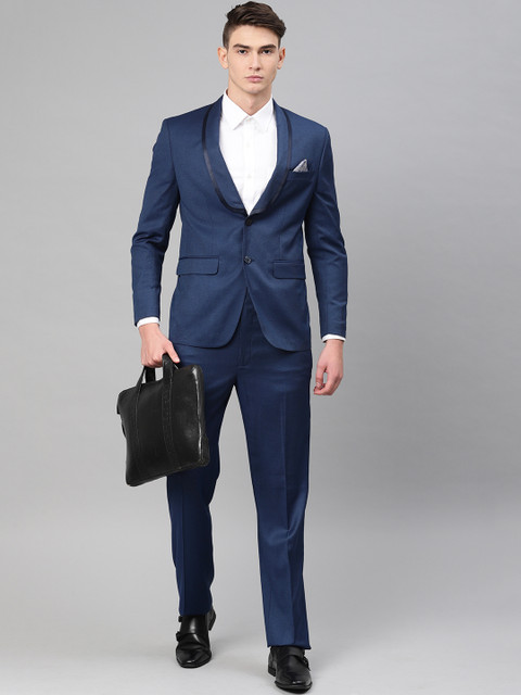 

Peter England Men Navy Blue Neo Slim Fit Single Breasted Solid Formal Suit