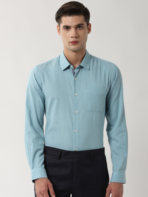 

Peter England Men Blue Slim Fit Self Design Formal Shirt