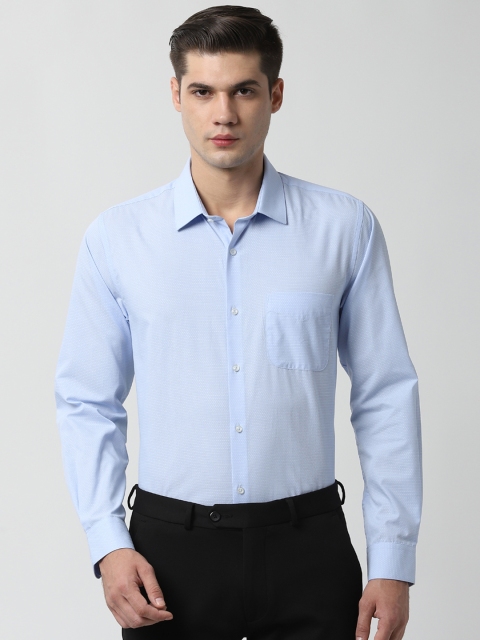 

Peter England Men Blue Slim Fit Self Design Formal Shirt