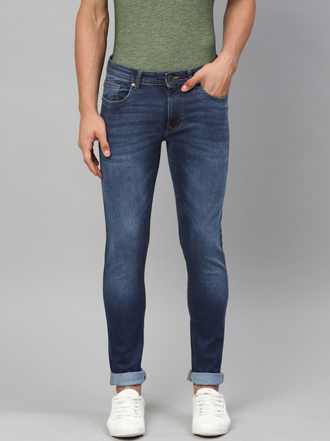

Peter England Casuals Men Blue Carrot Fit Mid-Rise Clean Look Stretchable Jeans
