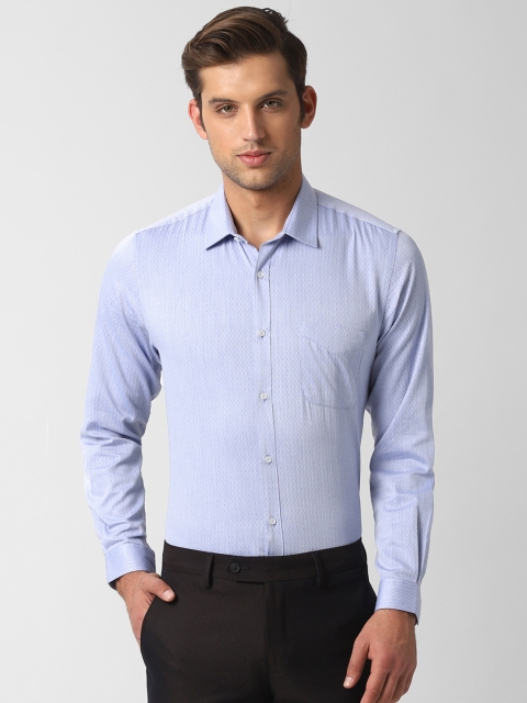 

Peter England Men Blue Slim Fit Self Design Formal Shirt