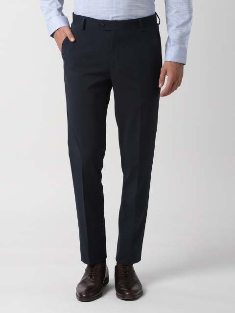 

Peter England Men Navy Blue Slim Fit Solid Formal Trousers