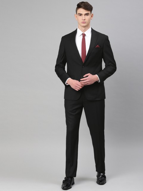 

Peter England Men Black Solid Tailored Fit Single-Breasted Formal Suit