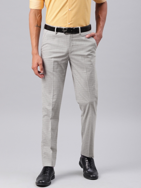 

Peter England Men Grey Regular Fit Self Checked Formal Trousers