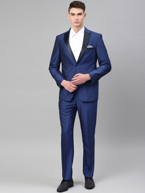 

Peter England Men Blue Self-Design Neo Slim Fit Party Suit
