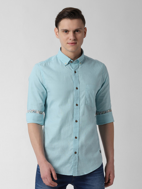 

Peter England Casuals Men Blue Slim Fit Solid Casual Shirt