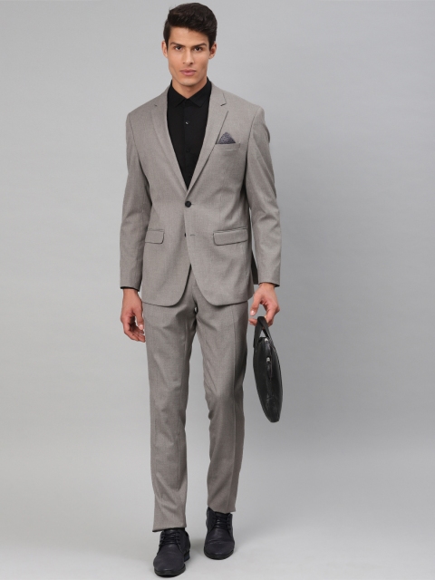 

Peter England Men Grey Neo Slim Fit Solid Single-Breasted Formal Suit