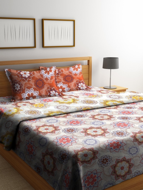 

CORE Designed by SPACES Off-White & Maroon Printed Bedding Set With Double Quilt