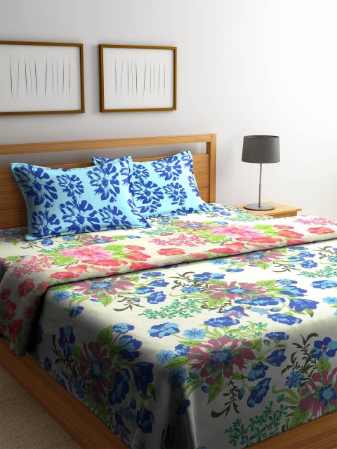 

CORE Designed by SPACES Cream-Coloured & Blue Printed Bedding Set with Comforter
