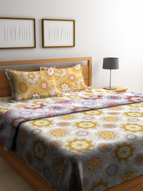 

CORE Designed Off-White & Mustard Yellow Ethnic Motifs Print Bedding Set with Comforter
