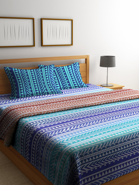 

CORE Designed Blue & Orange Geometric Print Bedding Set with Comforter