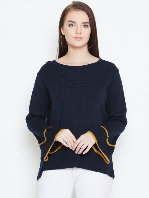 

American Eye Women Navy Blue Solid Sweater