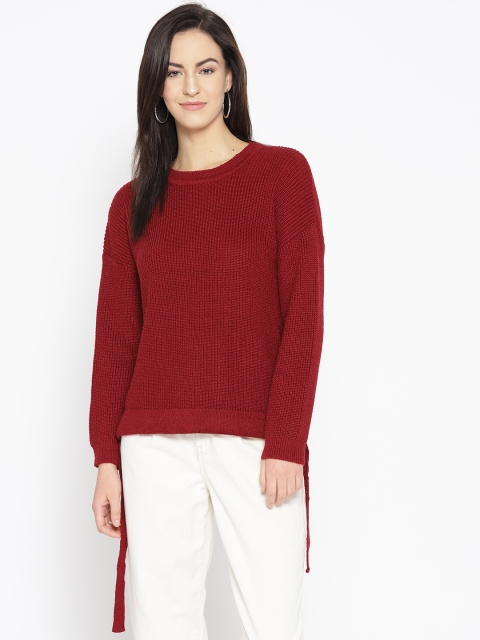 

American Eye Women Maroon Solid Acrylic Sweater
