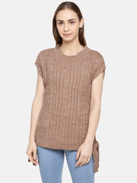 

American Eye Women Brown Self Design Sweater