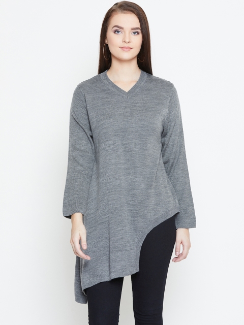 

American Eye Women Grey Solid Asymmetrical Sweater