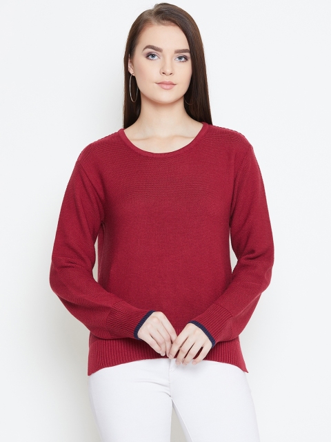 

American Eye Women Maroon Solid Sweater