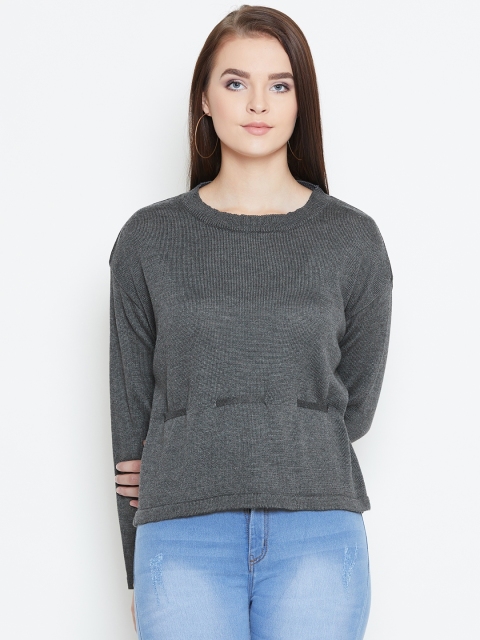 

American Eye Women Charcoal Grey Solid Sweater