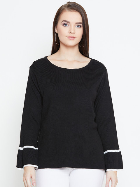

American Eye Women Black Solid Sweater