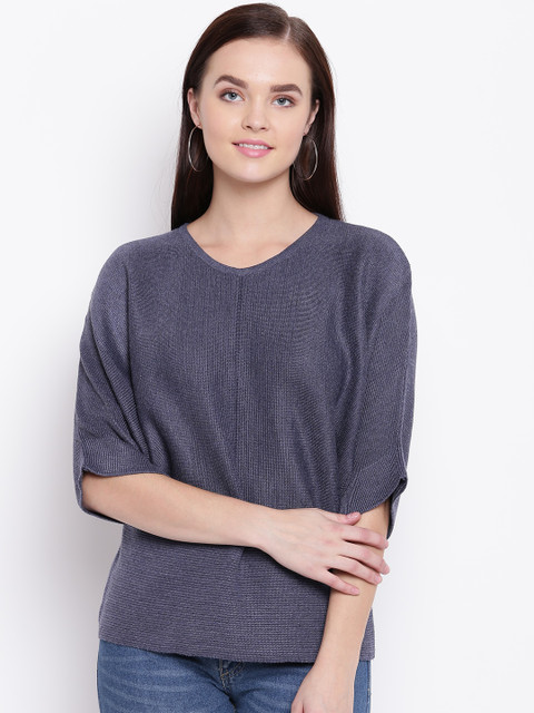 

American Eye Women Navy Blue Solid Sweater