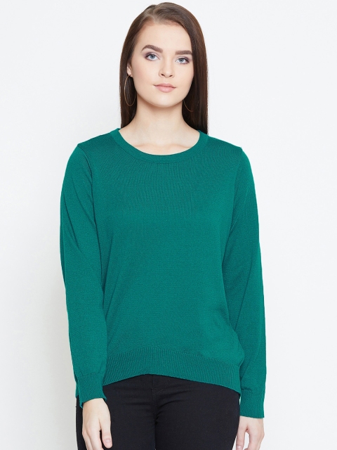 

American Eye Women Green Solid Acrylic Sweater