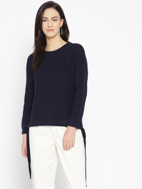 

American Eye Women Navy Blue Solid Acrylic Sweater