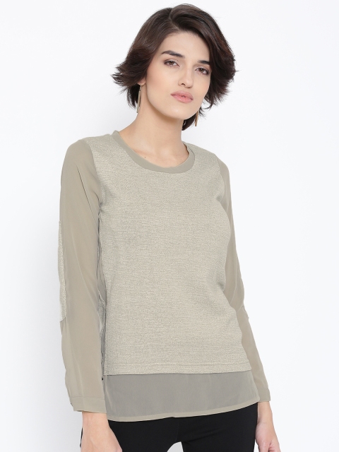 

Wills Lifestyle Women Beige Solid Layered Top