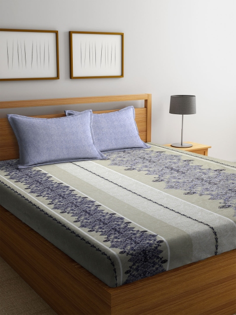 

WELHOME Olive Green Ethnic Motifs 150 TC Microfibre 1 Microfibre Queen Bedsheet with 2 Pillow Covers