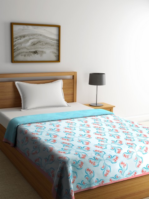 

SPACES Sea Green & Red Ethnic Motifs AC Room 150 GSM Reversible Single Bed Dohar