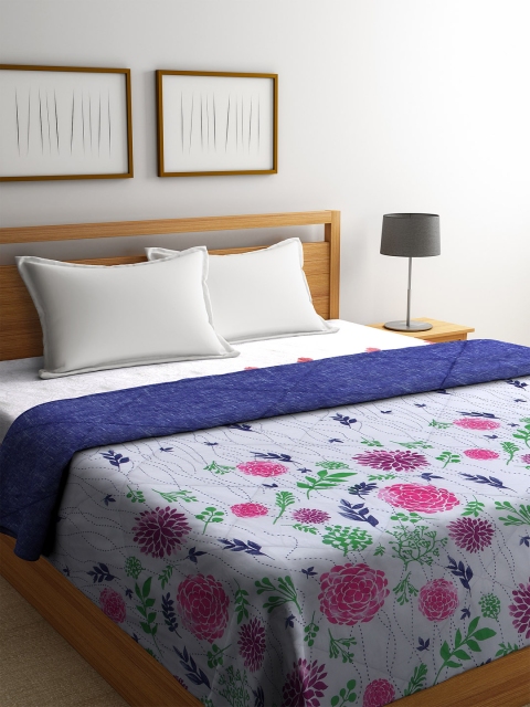 

SPACES Grey & Pink Floral Mild Winter 300 GSM Double Bed Quilt
