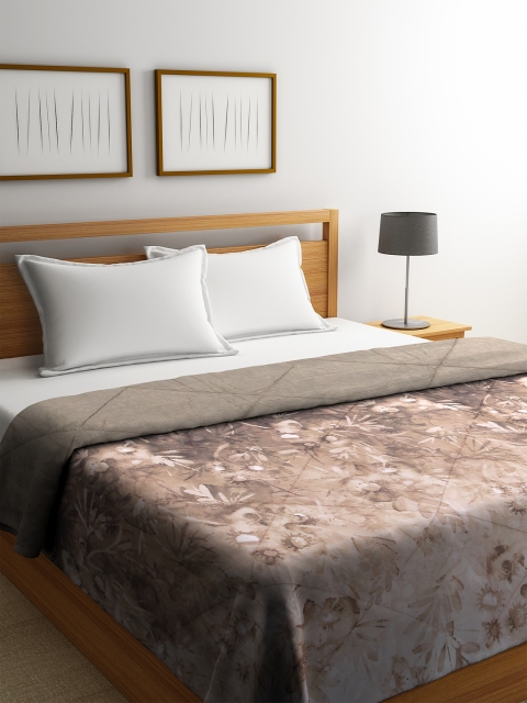 

SPACES Brown Floral AC Room 150 GSM Double Bed Quilt