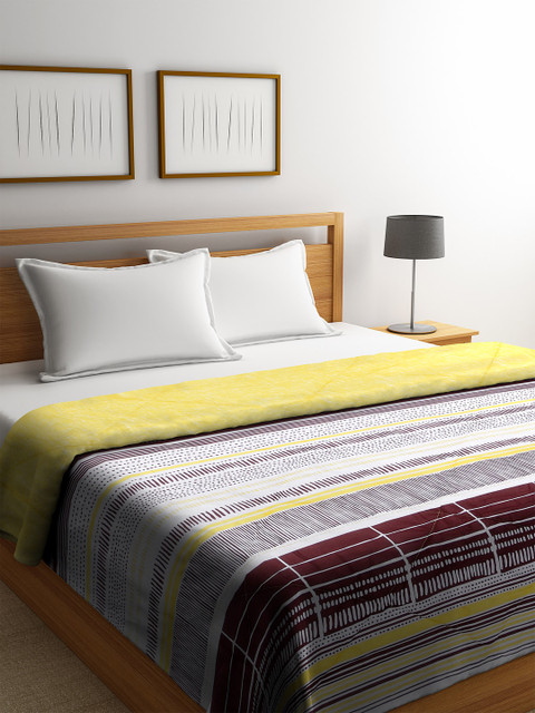 

SPACES Brown & White Striped AC Room 300 GSM Double Bed Comforter