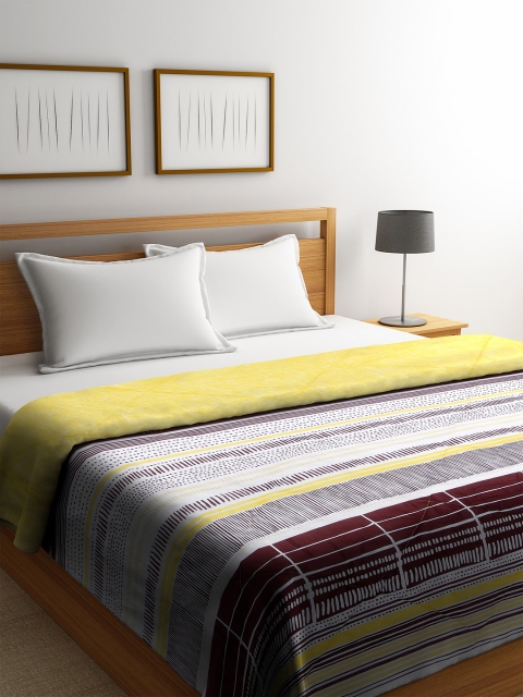 

SPACES Brown & White Geometric Mild Winter 150 GSM Double Bed Quilt
