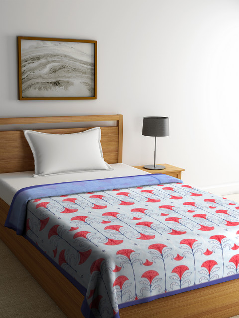

SPACES Blue & Red Ethnic Motifs AC Room 150 GSM Reversible Single Bed Dohar