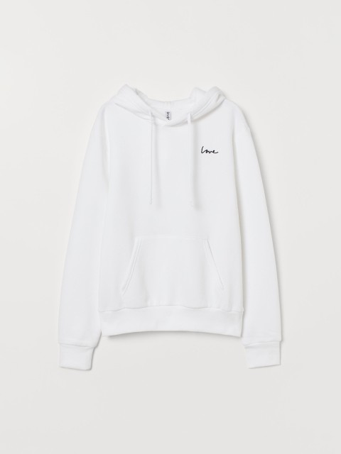 

H&M Women White Hooded Top With A Motif