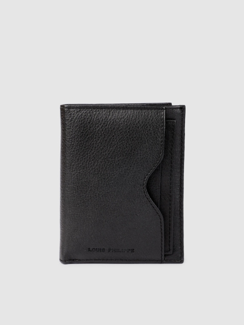 

Louis Philippe Men Black Textured Leather Two Fold Wallet