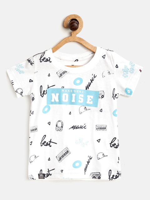

Palm Tree Boys White & Black Printed Round Neck T-shirt