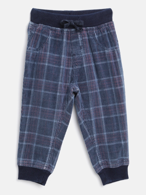 

Gini and Jony Boys Navy Blue Regular Fit Corduroy Checked Joggers