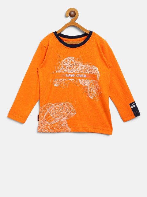 

Gini and Jony Boys Orange Printed Round Neck T-shirt